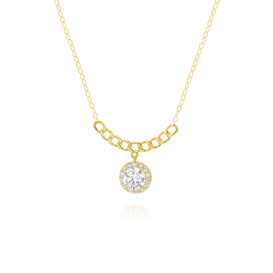 18K Pure Gold Hanging Stone Necklace