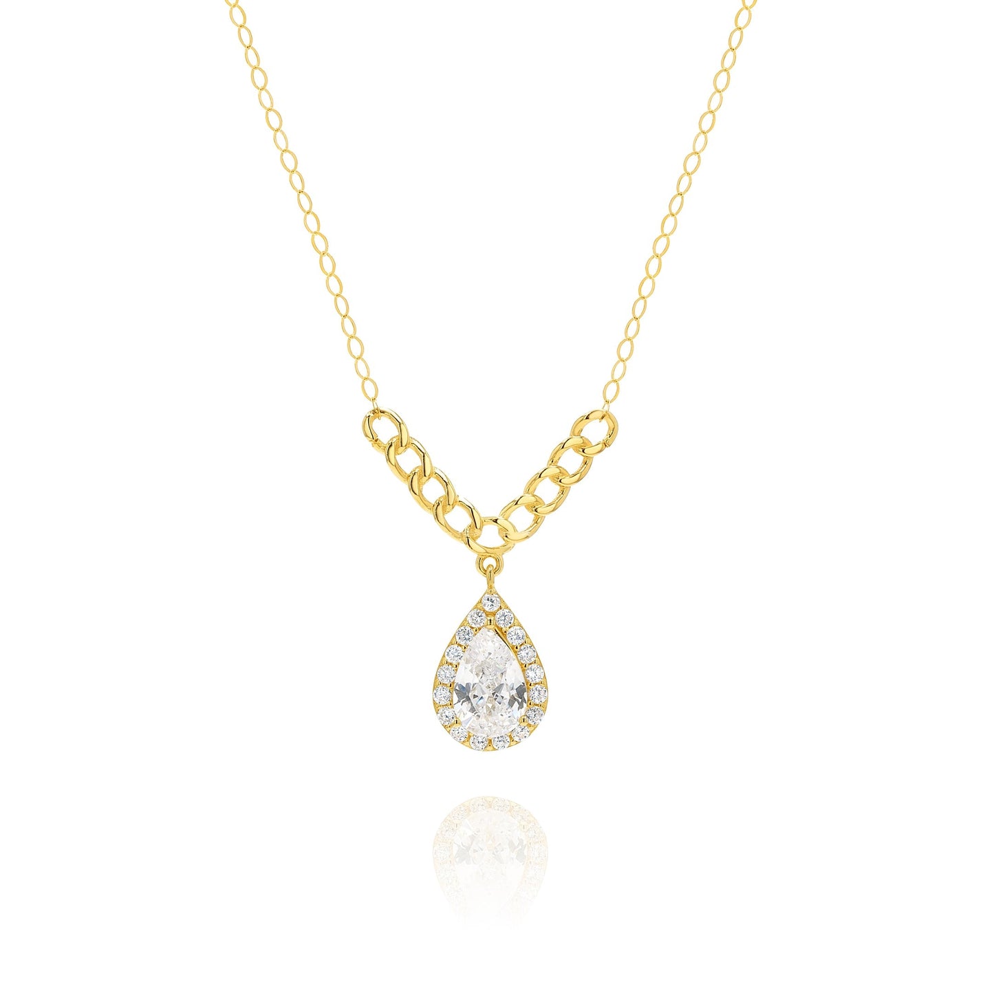 18K Pure Gold Drop Stone Necklace