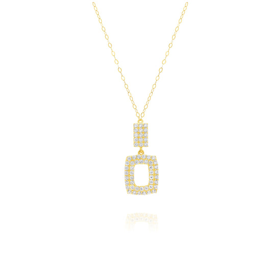 18K Pure Gold Square Stone Necklace
