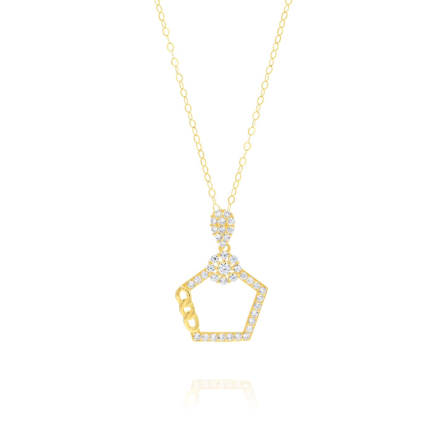 18K Pure Gold Stone Necklace