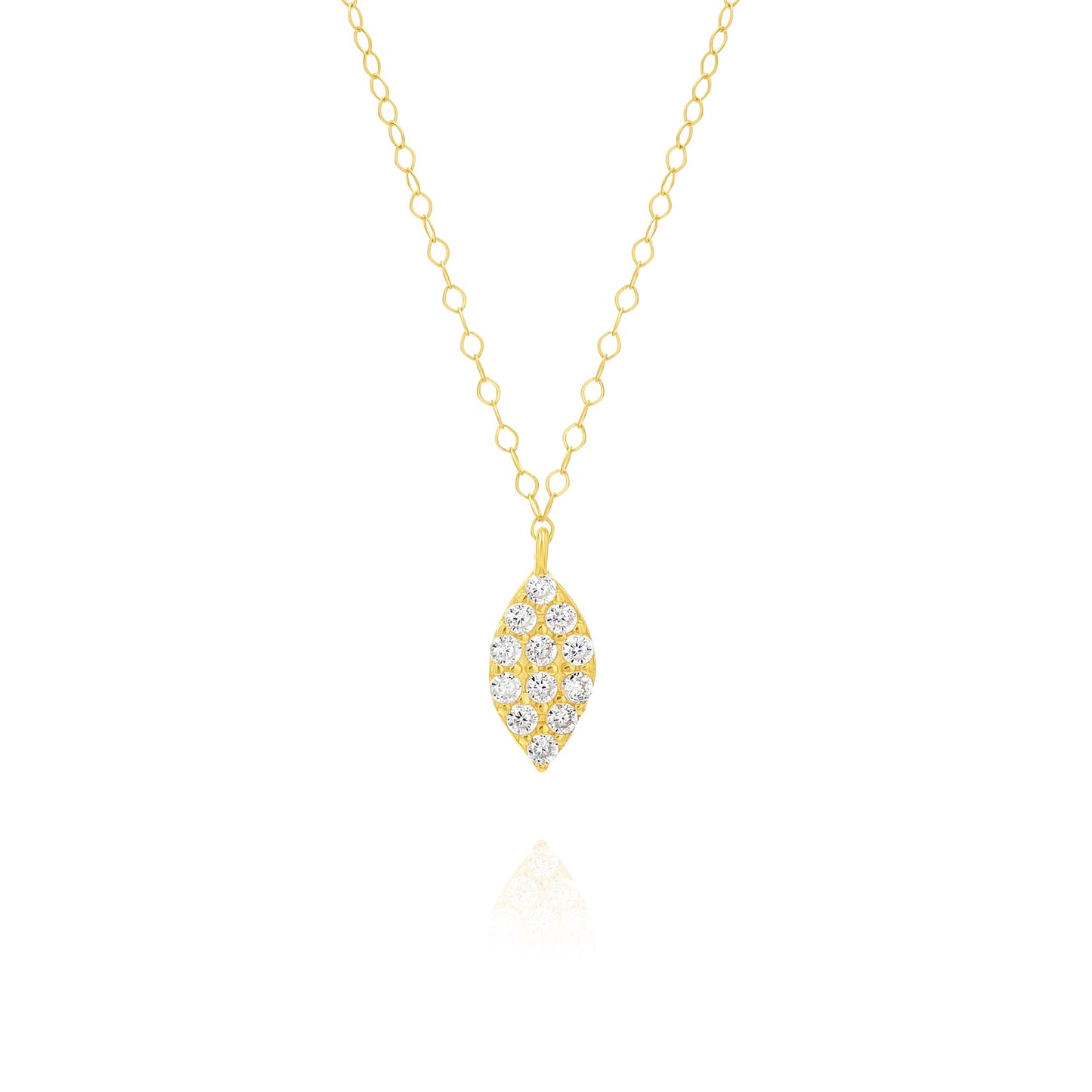 18K Pure Gold Leaf Stone Necklace