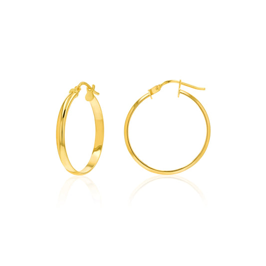 18K Pure Gold Round Loop Earring Set
