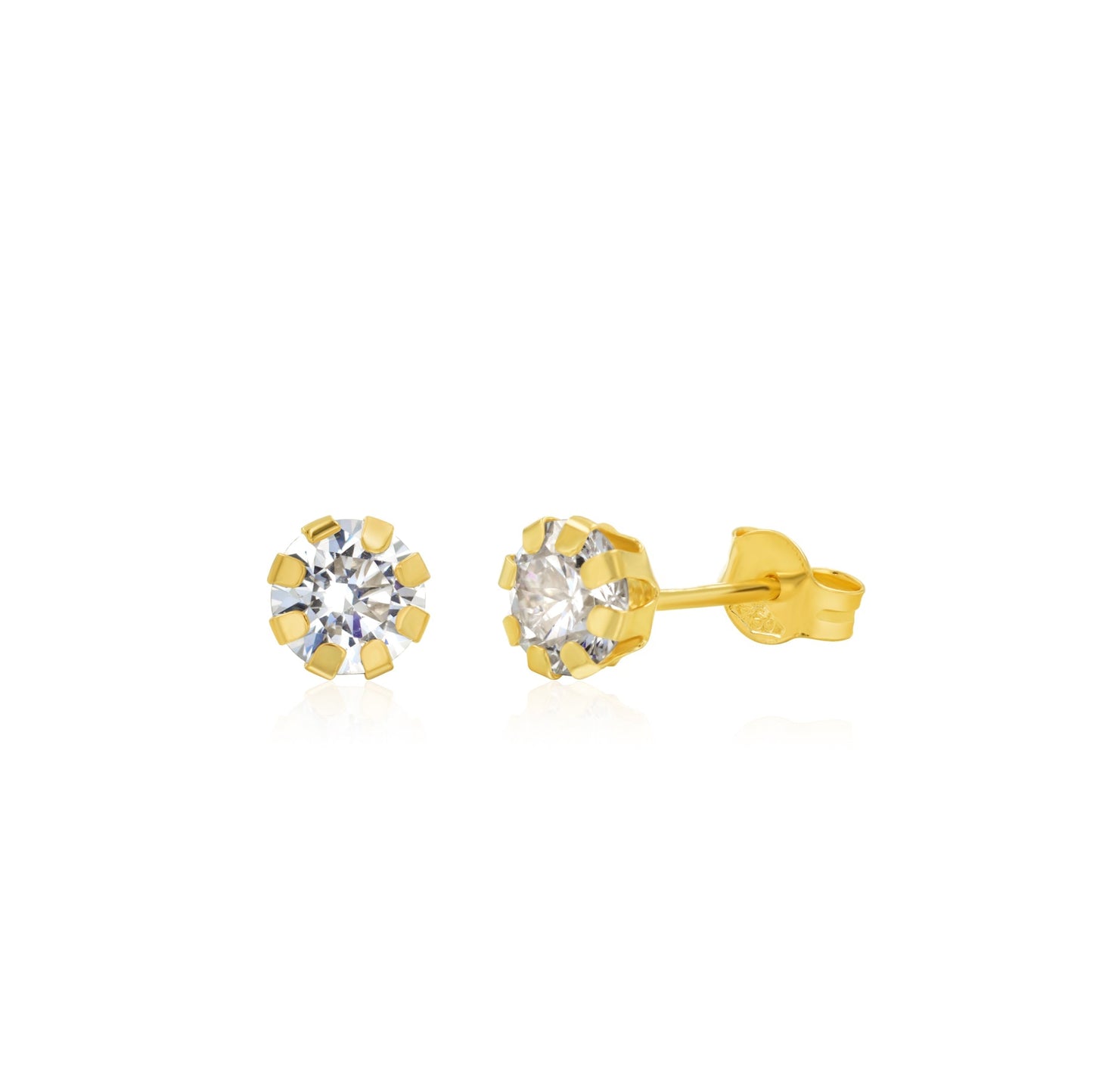 18K Pure Gold Stone Stud Earrings