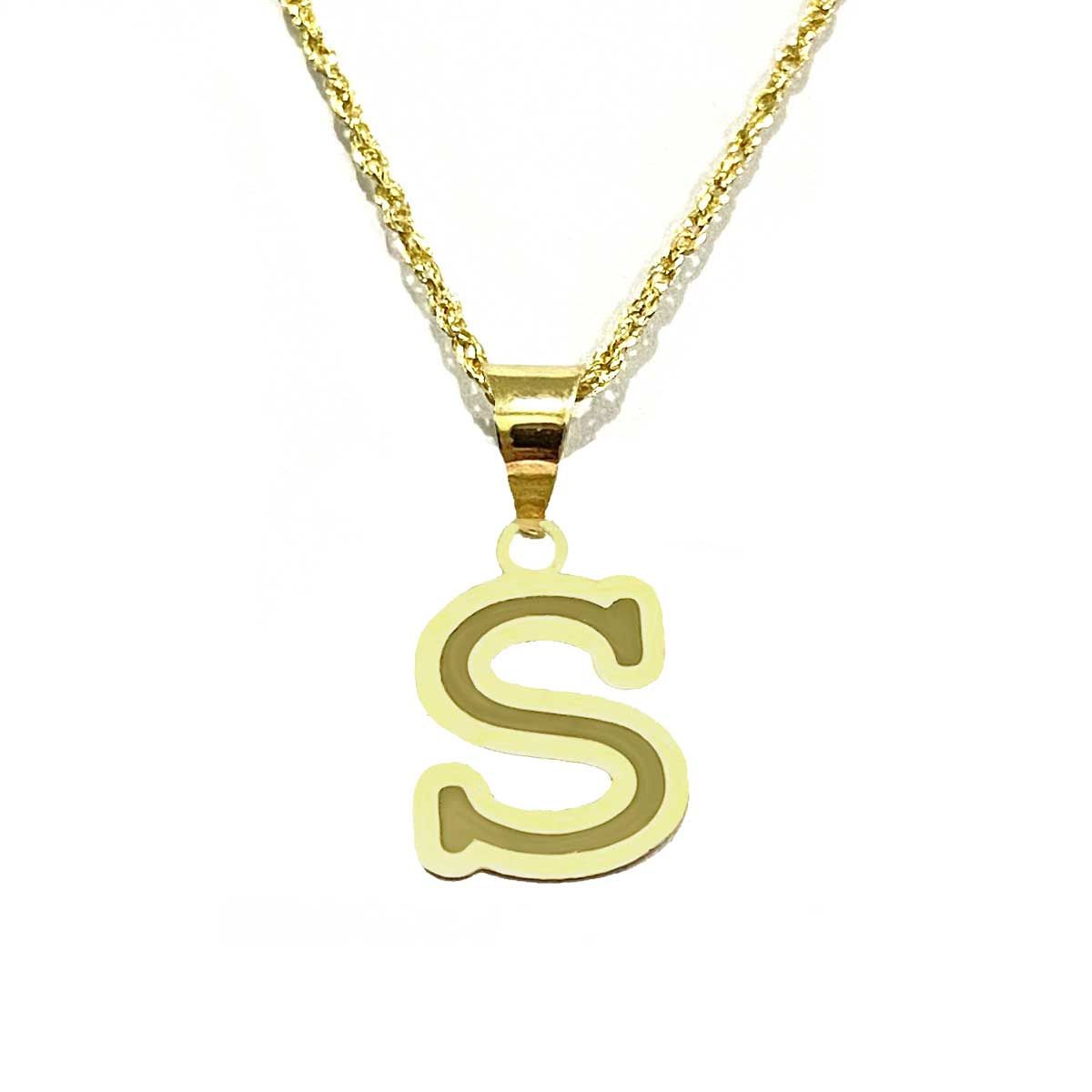 18 Karat Gold Letter S Necklace